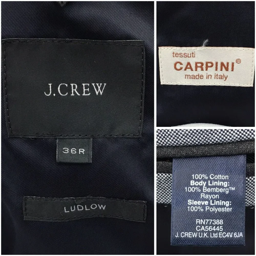 J CREW LUDLOW Mens Blazer Sport Coat Casual Jacket Size 36R Cotton Suit Gray‎